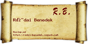 Rádai Benedek névjegykártya